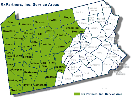 Rx Partners, Inc. Services Areas by County